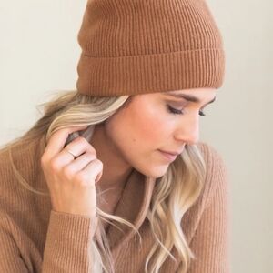 Ribbed Tan Beanie